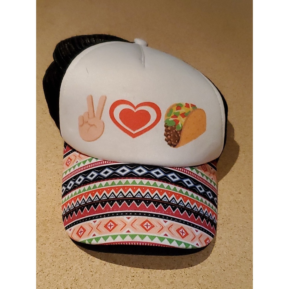 Emoji One Trucker Hat Unisex OSFM Peace Heart Taco Mesh Snapback Multi Color Hat